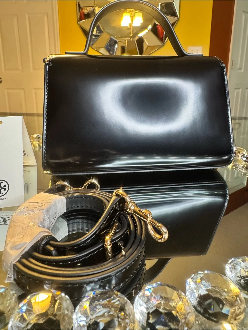 Tory Burch Black Patent Leather Top-Handle Crossbody